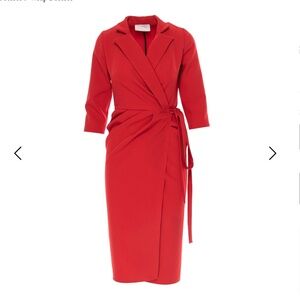 New Roserry Cannes Red Wrap Midi Dress Original Price $243 SZ: 10